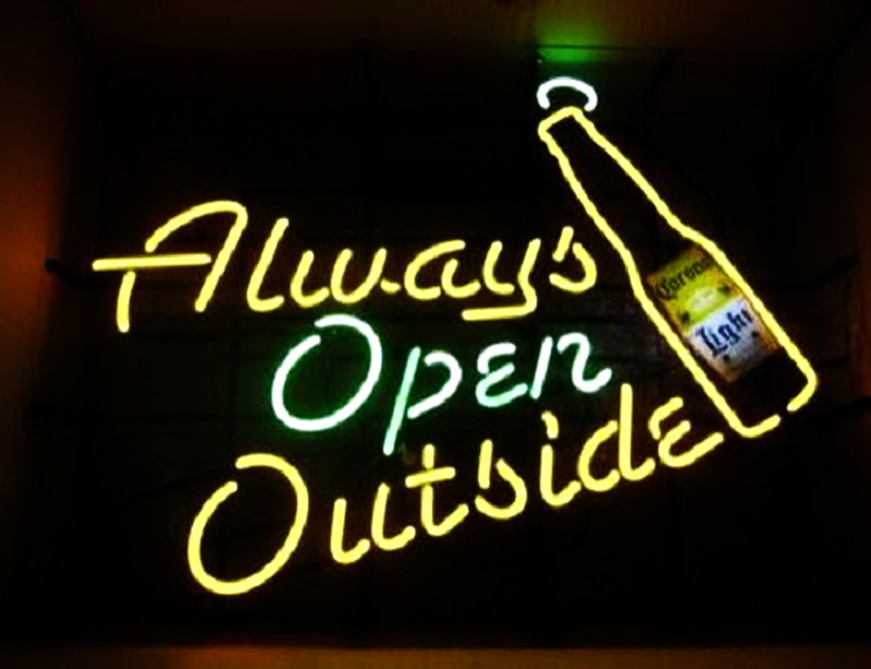 Corona Light Always Open Outside Neon Sign